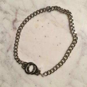 silver handcuff chain link necklace